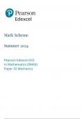 Pearson Edexcel GCE  In Mathematics (9MA0)  Paper 32 Mechanics mark scheme  June 2024