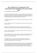 MN COSMETOLOGY MANAGER TEST QUESTIONS AND ANSWERS WITH SOLUTIONS 2024