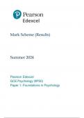 Pearson Edexcel  GCE Psychology (9PS0)  Paper 1 Foundations in Psychology Mark scheme June 2024