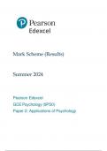 Pearson Edexcel  GCE Psychology (9PS0)  Paper 2 Applications of Psychology mark scheme  June 2024