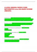 A-LEVEL EDEXCEL PAPER 2 PURE  MATHEMATICS June 2024 MARK SCHEME  (9MA0/02)