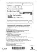  Pearson Edexcel Level 3 GCE 9FM0/02 Further Mathematics  Advanced  PAPER 2 Core Pure Mathematics 2 June 2024