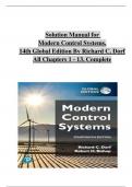 Solution Manual for  Modern Control Systems, 14th Global Edition By Richard C. Dorf All Chapters 1 - 13, Complete ISBN: 9781292422374