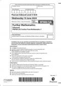  Pearson Edexcel Level 3 GCE 9FM0/3A Further Mathematics  Advanced  PAPER 3A: Further Pure Mathematics 1 June 2024