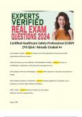 Certified Healthcare Safety Professional (CHSP) 276 Q&A/ Already Graded A+  