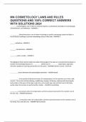 MN COSMETOLOGY LAWS AND RULES QUESTIONS AND 100% CORRECT ANSWERS WITH SOLUTIONS 2024