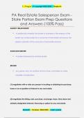 PA Real Estate Salesperson Exam - State Portion Exam Prep Questions  and Answers (100% Pass)