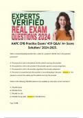 AAPC CPB Practice Exam/ 459 Q&A/ A+ Score Solution/ 2024-2025. 