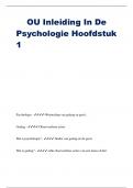 OU Inleiding In De Psychologie Hoofdstuk 1