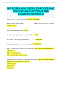 MICROBIOLOGY STERILE PROCESSING TECHNICIAN QUESTIONS AND ANSWERS GRADED A