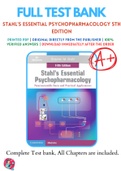 Test Banks For Stahl's Essential Psychopharmacology 5th Edition  by Stephen M. Stahl, 9781108838573, Chapter 1-13 Complete Guide