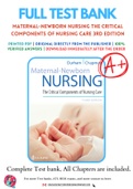 Test Bank for Maternal-Newborn Nursing The Critical Components of Nursing Care 3rd Edition By Roberta Durham; Linda Chapman Chapter 1-19 Complete Guide A+