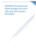 NURSING 6512 Advanced Pharmacology Final exam 250+ quiz with answers 2022/2023