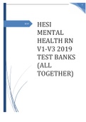 HESI MENTAL HEALTH RN V1-V3 2019 TEST BANKS (ALL TOGETHER) BEST VERSION EVER