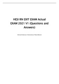 HESI RN EXIT EXAM Actual  EXAM 2021 V1 (Questions and  Answers)