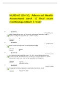 NURS-6512N-53, Advanced Health Assessment week 11 final exam (verified questions 1>100)  