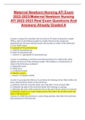 Maternal Newborn Nursing ATI Exam 2022-2023/Maternal Newborn Nursing ATI 2022-2023 Real Exam Questions And Answers| Already Graded A