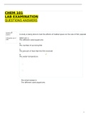 CHEM 101 LAB EXAMINATION QUESTIONS ANSWERS