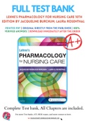 Test Bank Lehne's Pharmacology for Nursing Care- 10th 11th Edition by Jacqueline Burchum- Laura Rosenthal |Complete Guide A+ BUNDLE