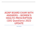 AGNP BOARD EXAM WITH ANSWERS – WOMEN’S HEALTH PRESCRIPTION (101 Questions) 2022 UPDATE