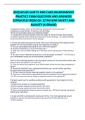 2023 NCLEX SAFETY AND CARE ENVIRONMENT PRACTICE EXAM QUESTION AND ANSWERS EXTRACTED FROM CH. 27 PATIENT SAFETY AND QUALITY (A GRADE)