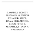 CAMPBELL BIOLOGY  TEST BANK, 11 EDITION BY JANE B. REECE,  LISA A. URRY, MICHAEL  L.CAIN, PETER V. MINORSKY, STEVEN A. WASSERMAN