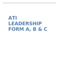 Leadership And Management Proctored exam ATI form A, B AND C