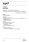 A-level HISTORY Component 1J The British Empire, c1857–1967