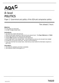 A-level POLITICS Paper 2 Government and politics of the USA and comparative politics