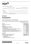 A-level PHILOSOPHY Paper 1 Epistemology and moral philosophy