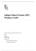 Subject Sheet French (MT) Written 3 ASO Valid from January 1, 2024 to December 31, 2024