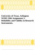 University of Texas, Arlington NURS 5366 Assignment 3- Reliability and Validity in Research Instruments.