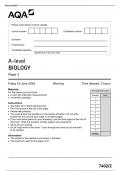 A-Level AQA 2024 Biology Paper 2