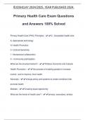 Primary Health Care Exam Questions and Answers 100% Solved