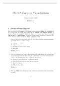 CS 231A Computer Vision Midterm|with correct answers|soo helpful