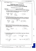 Chamberlain College of Nursing 2022 NR 222 for NR 224: Medication Calculation Take Home quiz 