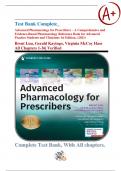 Test Bank Complete; Advanced Pharmacology for Prescribers – A Comprehensive and Evidence-Based Pharmacology Reference Book for Advanced Practice Students and Clinicians 1st Edition, (2021) Brent Luu, Gerald Kayingo, Virginia McCoy Hass All Chapters 1-36| 