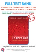 Test Bank for Introduction to Leadership: Concepts and Practice 5th Edition By Peter G. Northouse Chapter 1-14 Complete Guide A+