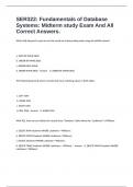 SER322: Fundamentals of Database Systems: Midterm study Exam And All Correct Answers.