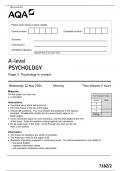 A-Level AQA 2024 Psychology Paper 2