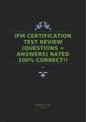 IFM CERTIFICATION TEST REVIEW (QUESTIONS + ANSWERS) RATED 100% CORRECT!!