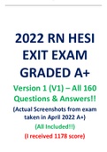 2022 RN HESI EXIT EXAM GRADED A+ Version 1 (V1) – All 160 Questions & Answers!! (Actual Screenshots from exam taken in April 2022 A+)