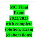 2022/2023 MC Final Exam with complete solution, Exam  (elaborations) 