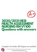 2020/2021 HESI HEALTH ASSESSMENT NURSING RN V1 100 Questions with answers