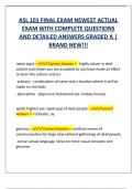 ASL 101 FINAL EXAM NEWEST ACTUAL  EXAM WITH COMPLETE QUESTIONS  AND DETAILED ANSWERS GRADED A |  BRAND NEW!!!