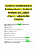 Anatomical considerations for local anesthesia in dentistry | Questions and Correct Answers | Latest Update 2024/2025