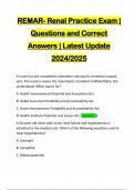 REMAR- Renal Practice Exam | Questions and Correct Answers | Latest Update 2024/2025