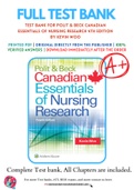 Test Bank For Polit & Beck Canadian Essentials of Nursing Research 4th Edition by Kevin Woo 9781496301468 Chapter 1-18 Complete Guide .