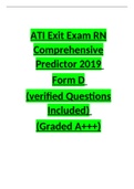 ATI Exit Exam RN Comprehensive Predictor 2019 Form D (verified Questions Included) (Graded A+++) 