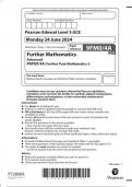 Pearson Edexcel Level 3 GCE 9FM0/4A  Further Mathematics  Advanced  PAPER 4A  Further Pure Mathematics 2 June 2024